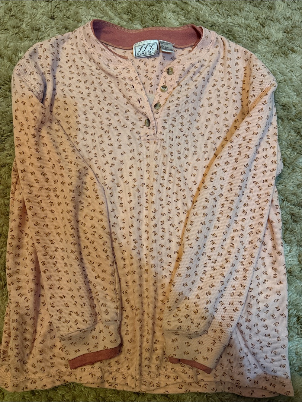 Classic Pink Floral Henley Top